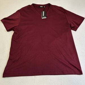 Murano Liquid Luxury Shirt Mens XXL Burgundy Casual V-Neck Minimalist Cotton Tee